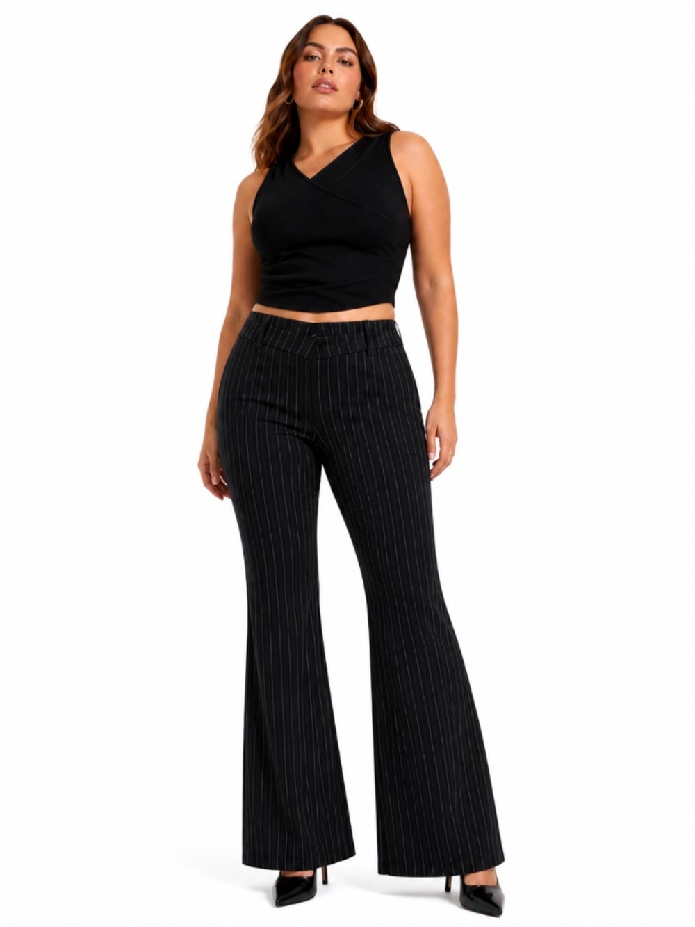 Vintage Daniel Laurent Pinstripe Flare Ponte Pants Made in Canada – Medium EUC